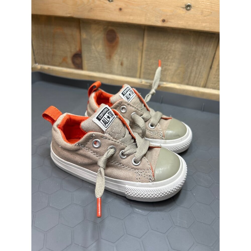 Converse All Star Infant Sneakers Size 6 Khaki & Orange Canvas